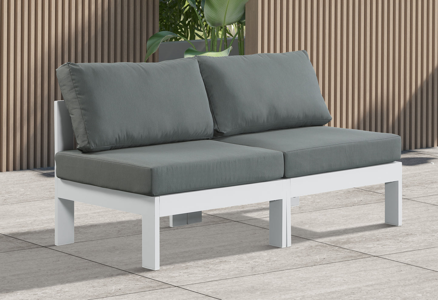 Nizuc - Outdoor Patio Modular Sofa - Grey - Fabric - Modern & Contemporary