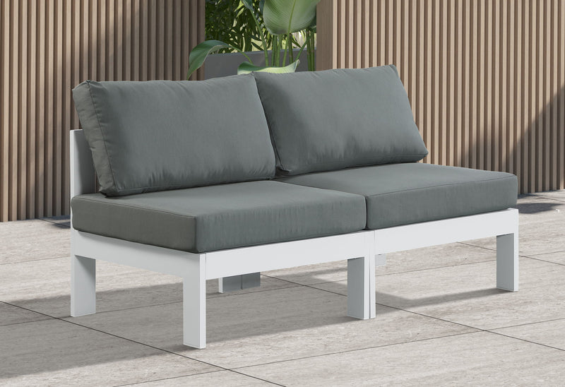 Nizuc - Outdoor Patio 2 Seat Armless Modular Sofa With White Frame