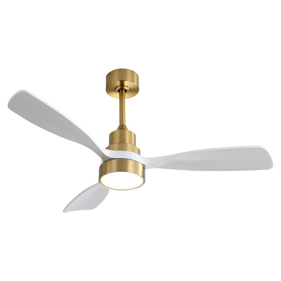 Gold 3-blade ceiling fan with light kit