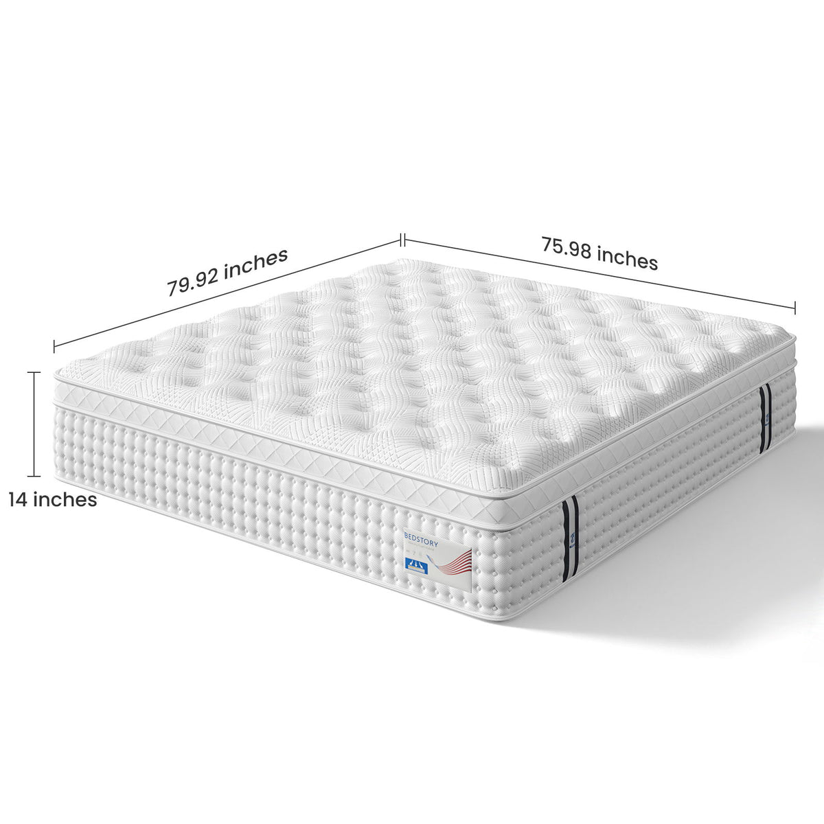 14" King Hybrid Mattress, Memory Foam & Pocket Spring Bed, Medium Firm Comfort, Spine Support, Quiet & Breathable - White