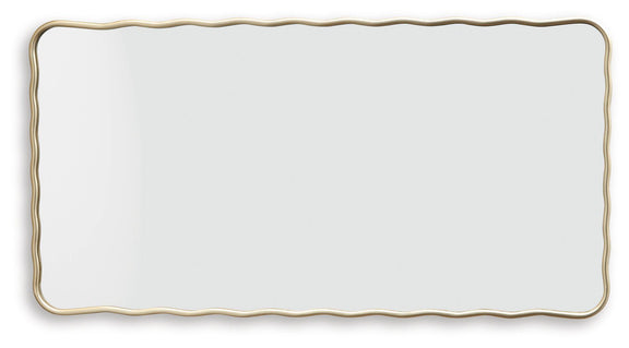 Brenthill accent mirror with gold wavy frame, wide rectangular design