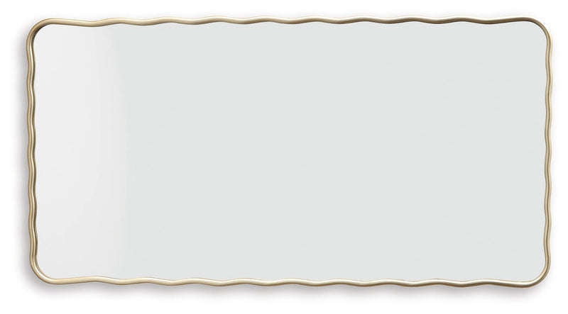 Brenthill accent mirror with gold wavy frame, wide rectangular design