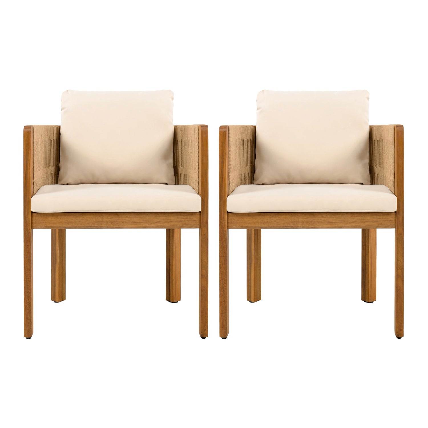 Outdoor Dining Chairs With Rope Handles (Set of 2)