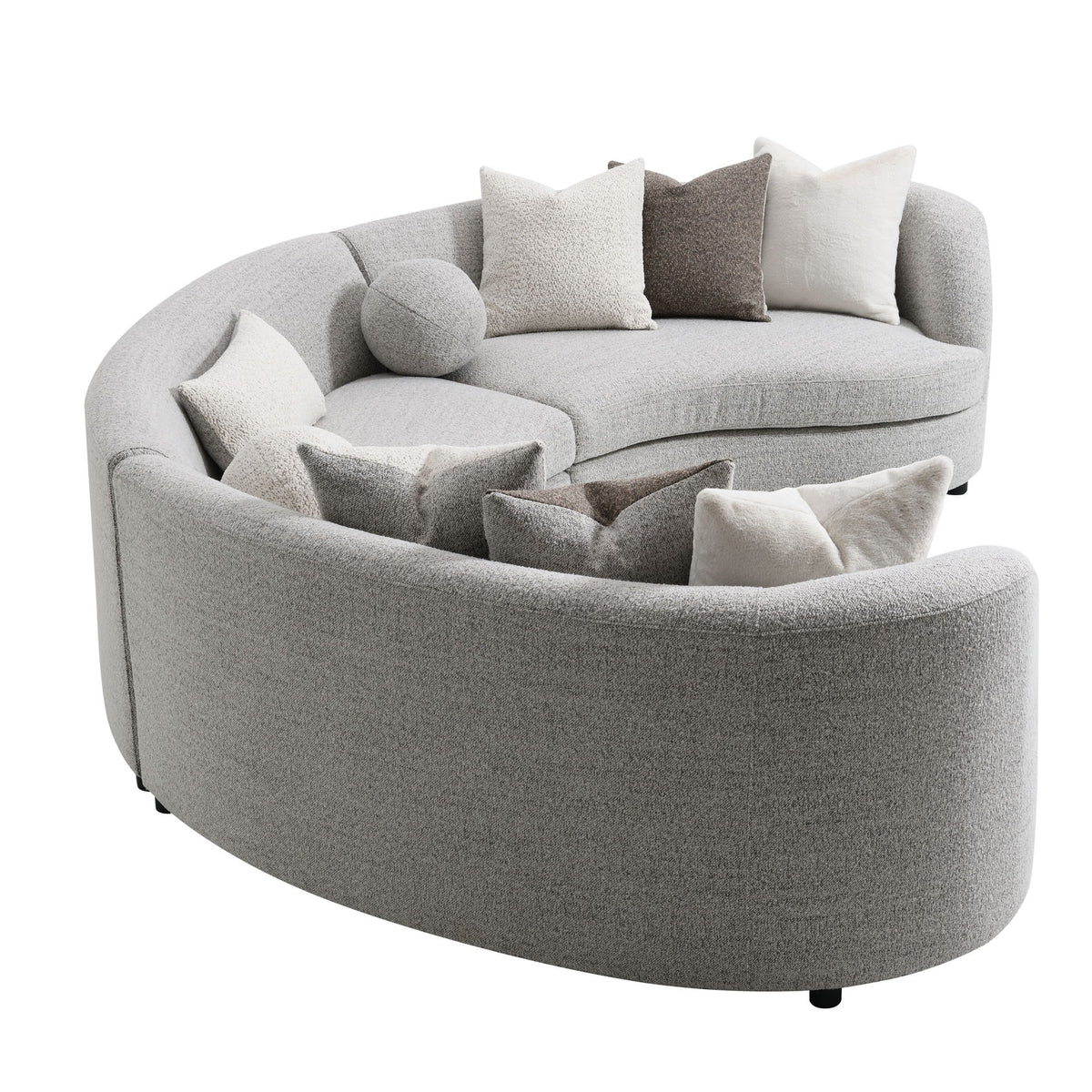 Ivria - Boucle Sectional Sofa With 9 Pillows - Gray