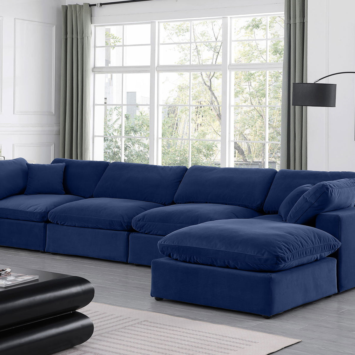 Comfy - 5 Piece Velvet Modular Sectional With Chaise