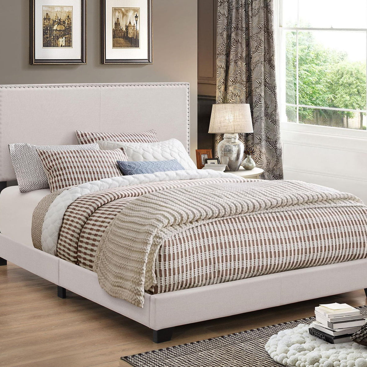 Boyd Upholstered California King Panel Bed Ivory