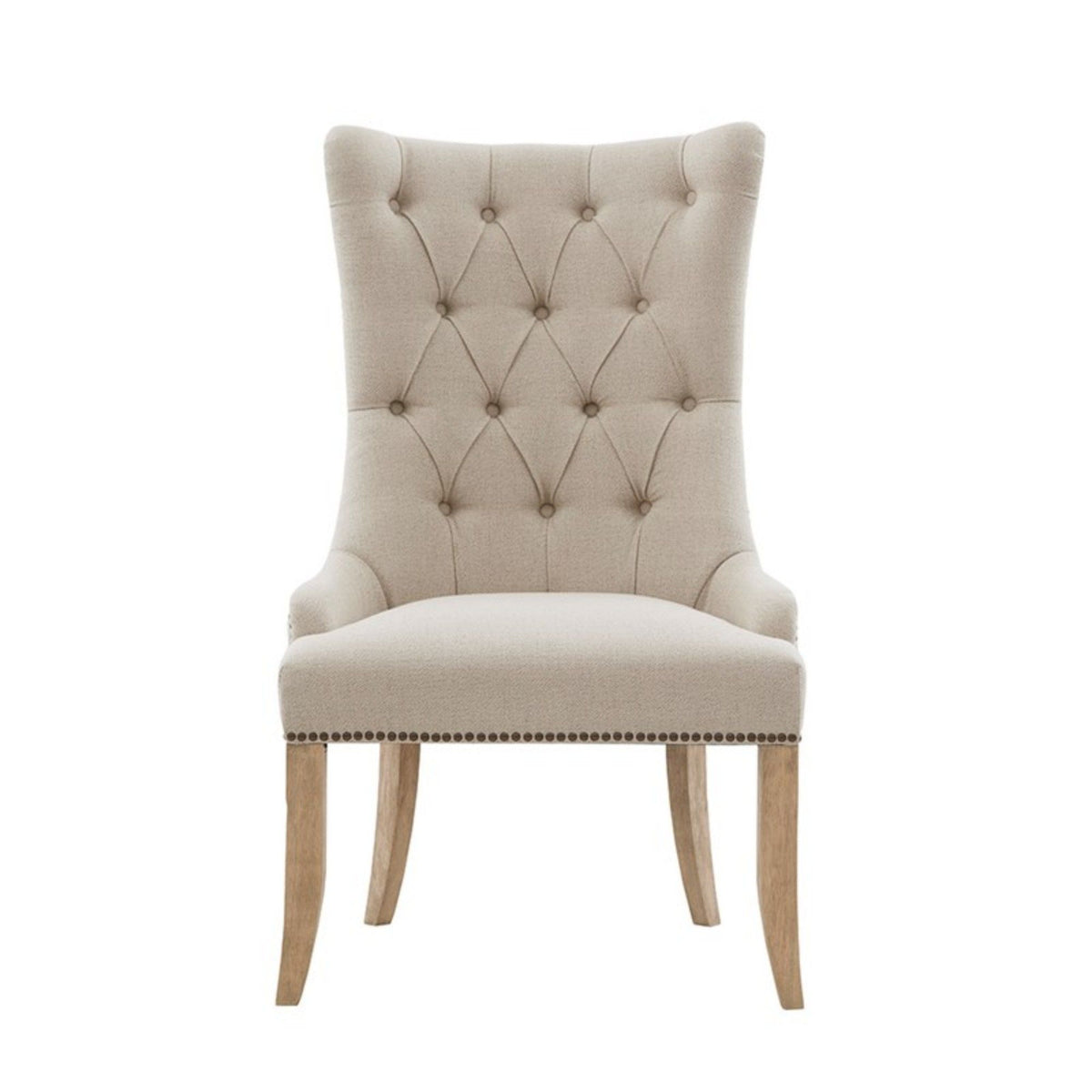 Lucas - Button Tufted Captain Accent Chair High Back - Cream