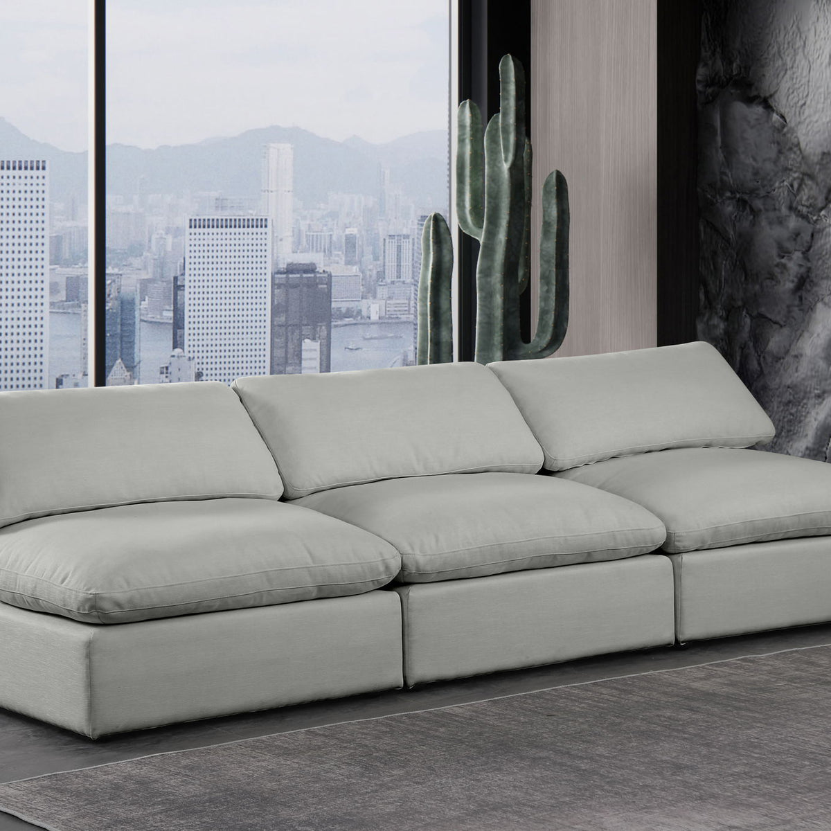 Comfy - Linen Modular Armless Sofa 3 Seats
