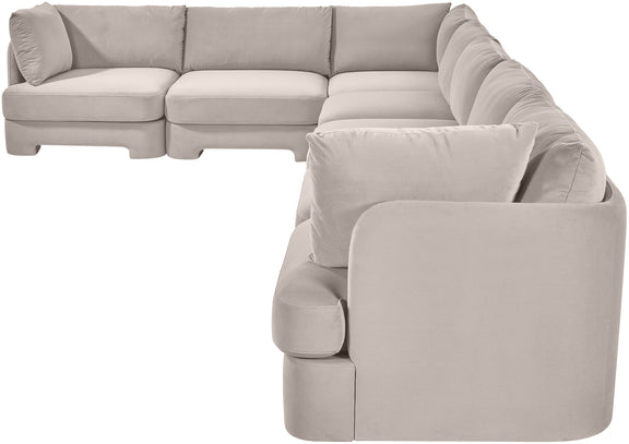 Light gray velvet performance fabric sectional sofa with chaise and thick, padded arms