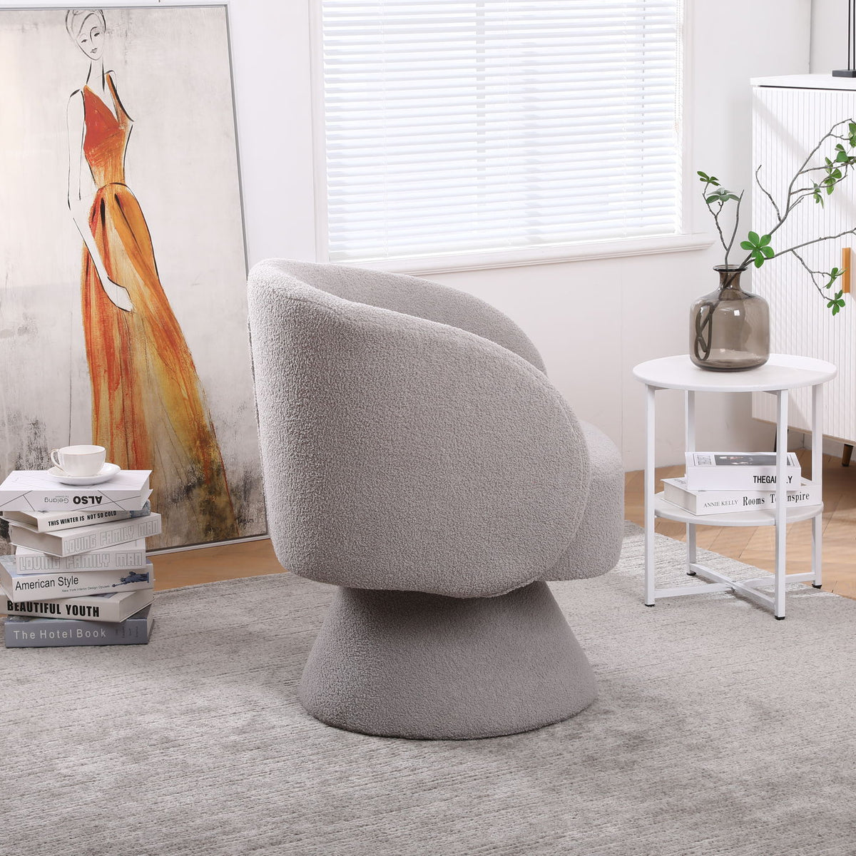 Swivel Accent Chair Armchair, Round Barrel Chair For Living Room Bedroom