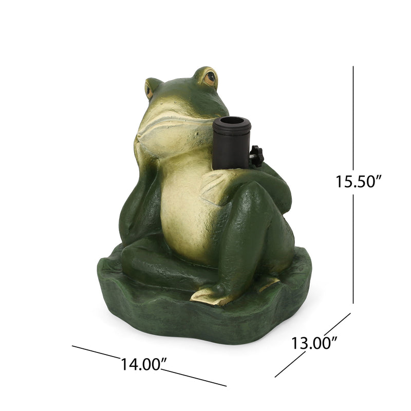 Charming Frog Prince Umbrella Base With Concrete Design - Green