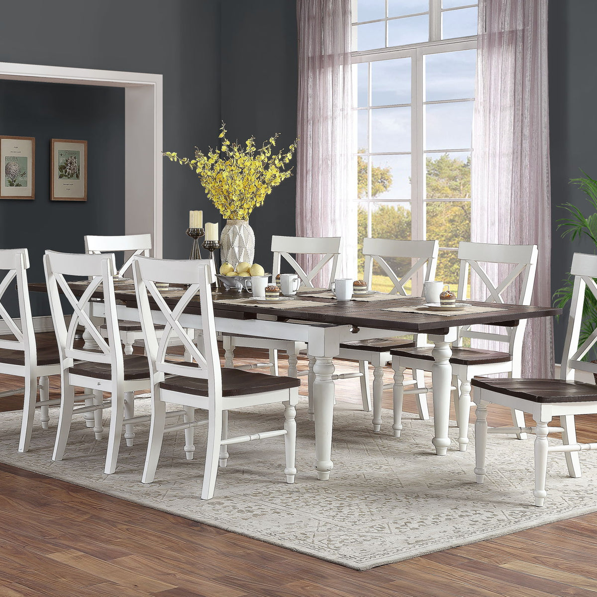 Mountina - Dining Table With Leafs - Brown / White