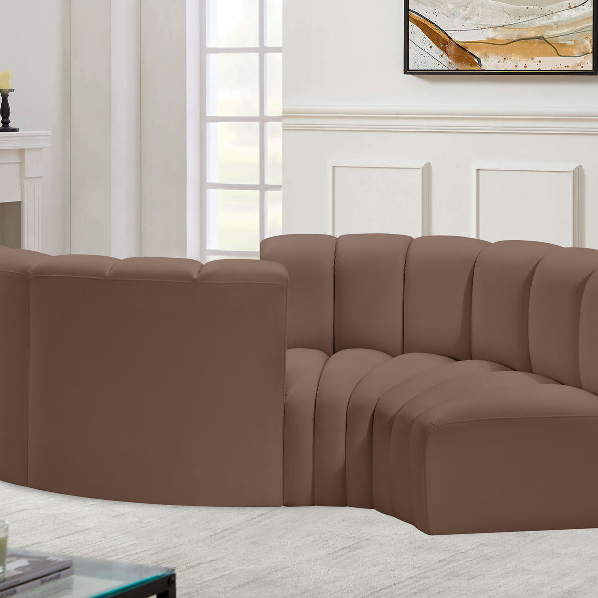 Arc - Faux Leather 4 Piece Curved Modular Sofa