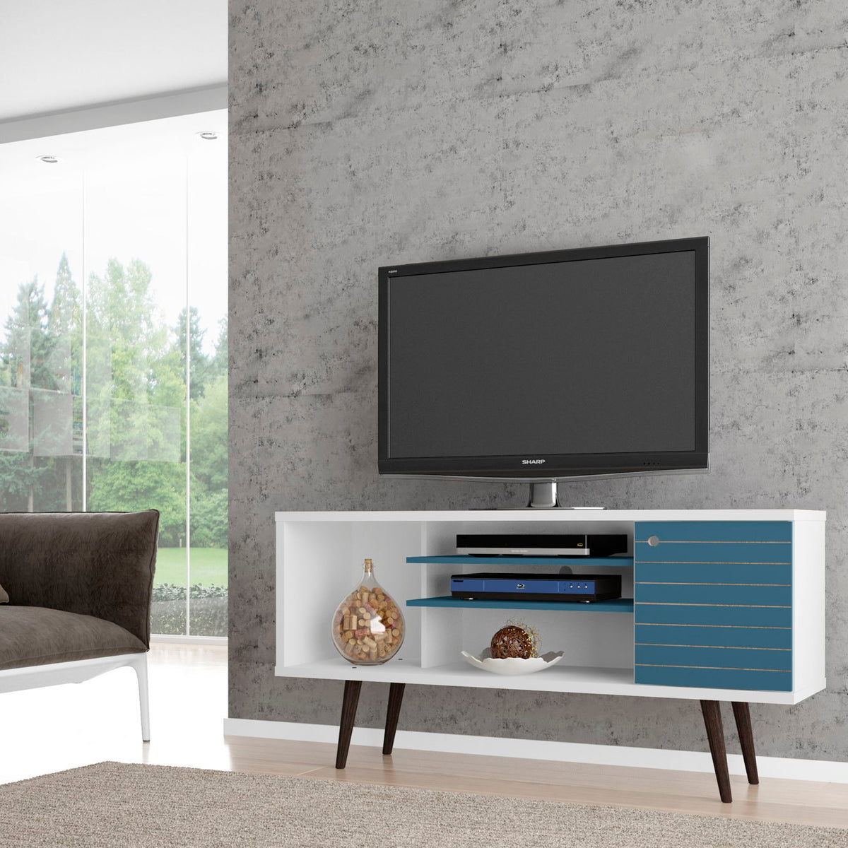 Manhattan Liberty - 53" TV Stand With White Frame
