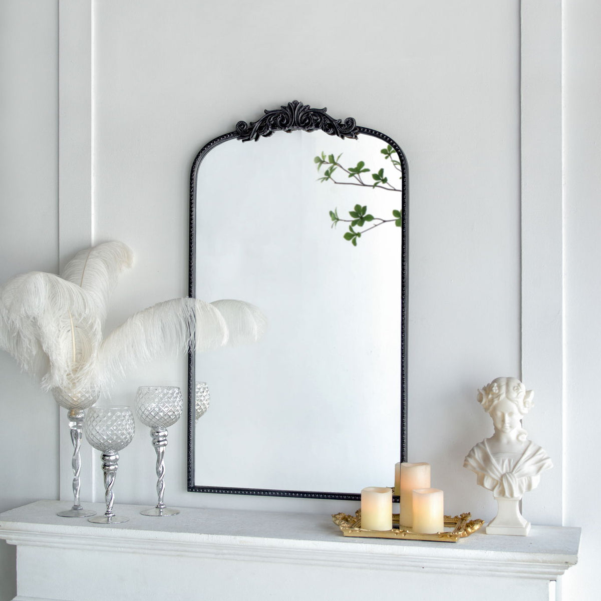 Arch Mirror, Baroque Inspired Wall Decor For Bathroom, Bedroom, Living Room