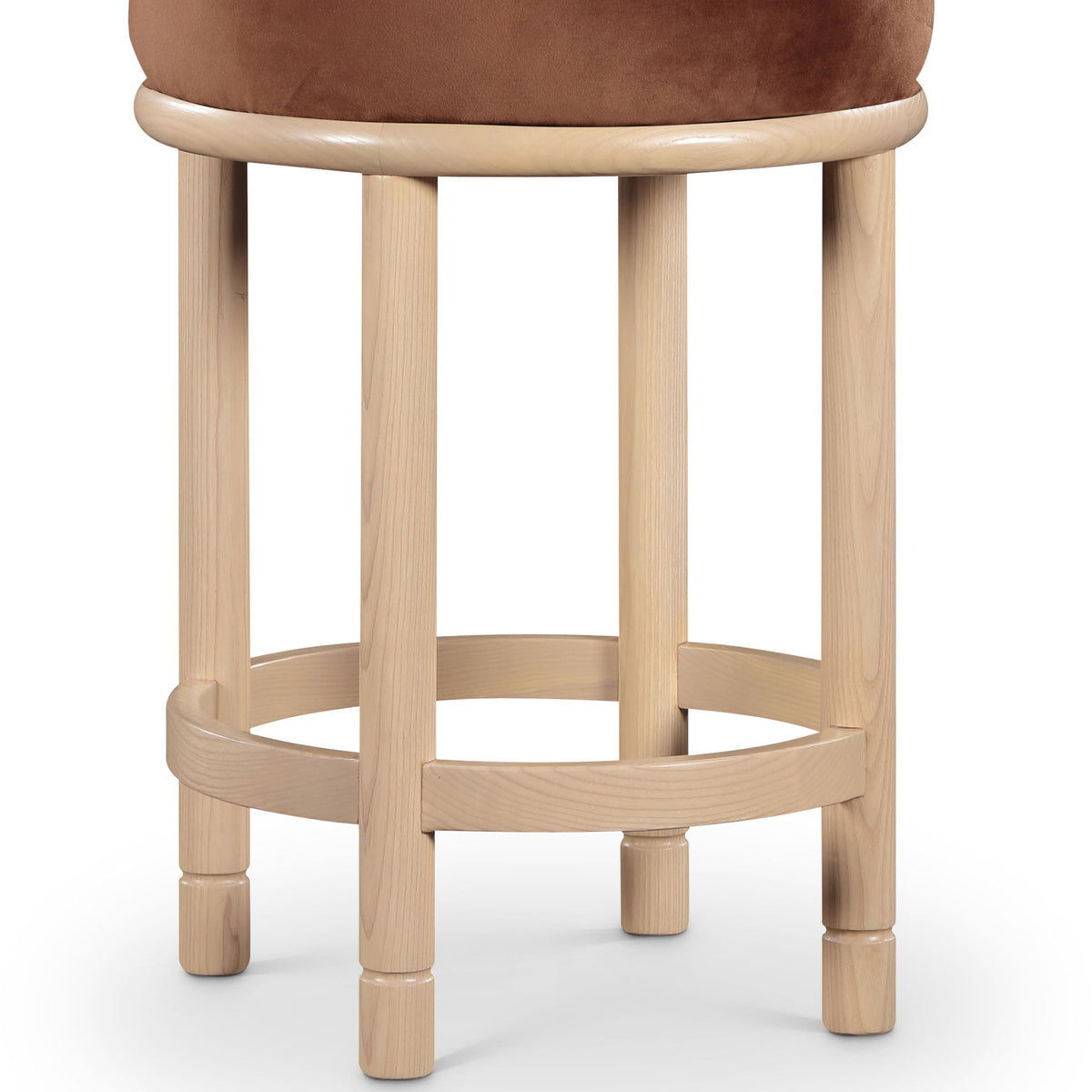 Monette - Counter Stool With Natural Base - Cognac