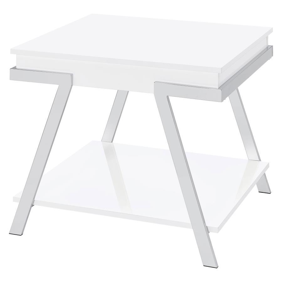 Marcia - Rectangular Side End Table - White High Gloss