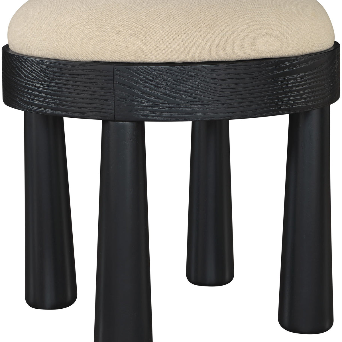 Larea - Linen Textured Fabric Ottoman - Black Base