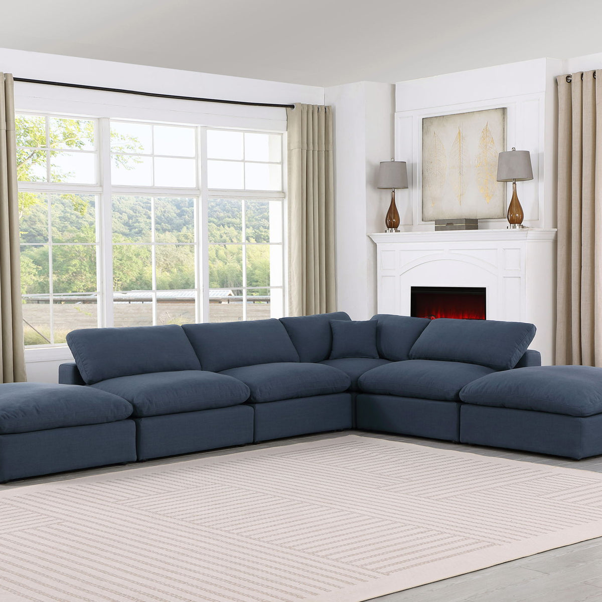 Comfy - 6 Piece Linen Modular Sectional