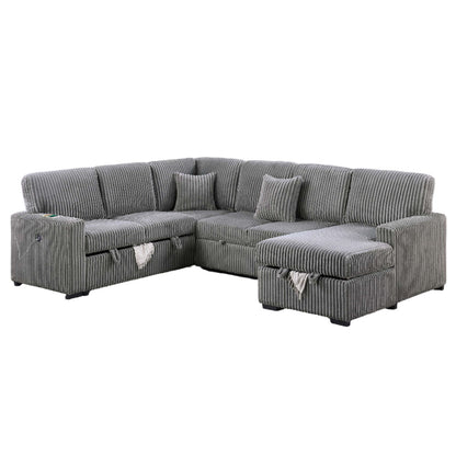 Convertible Sectional Upholstered Sleeper Sofa With Storage Chaise