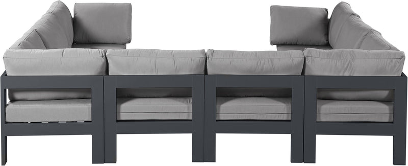 Nizuc - Outdoor Patio 8 Piece Modular Sectional With Gray Frame
