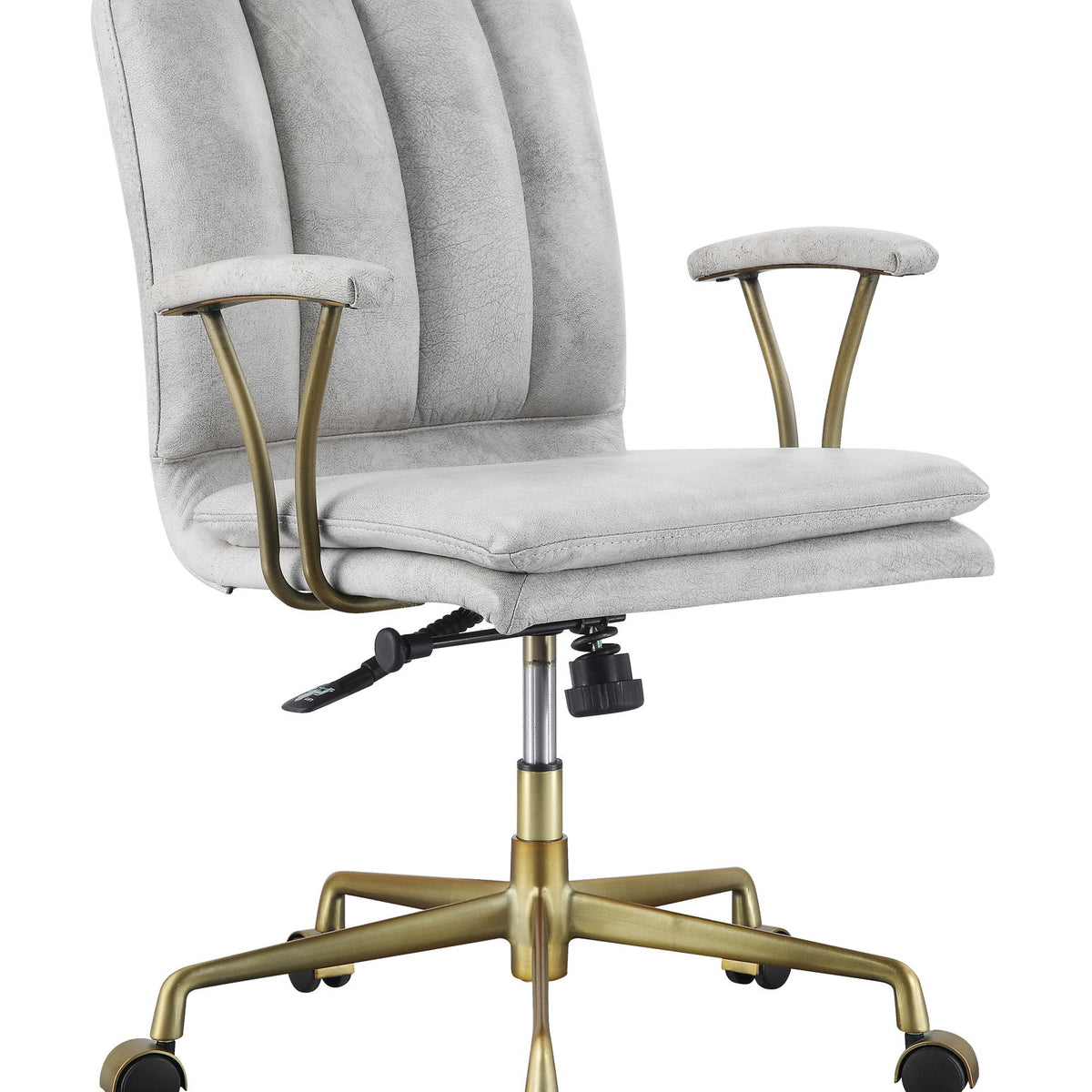 Damir - Vintage Top Grain Leather Office Chair - Antique White / Vintage