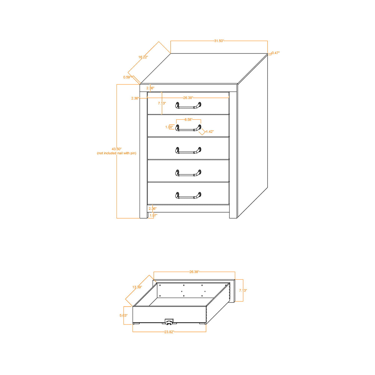 Monica - Chest With Spacious Drawers Bar Handles - Dark Oak