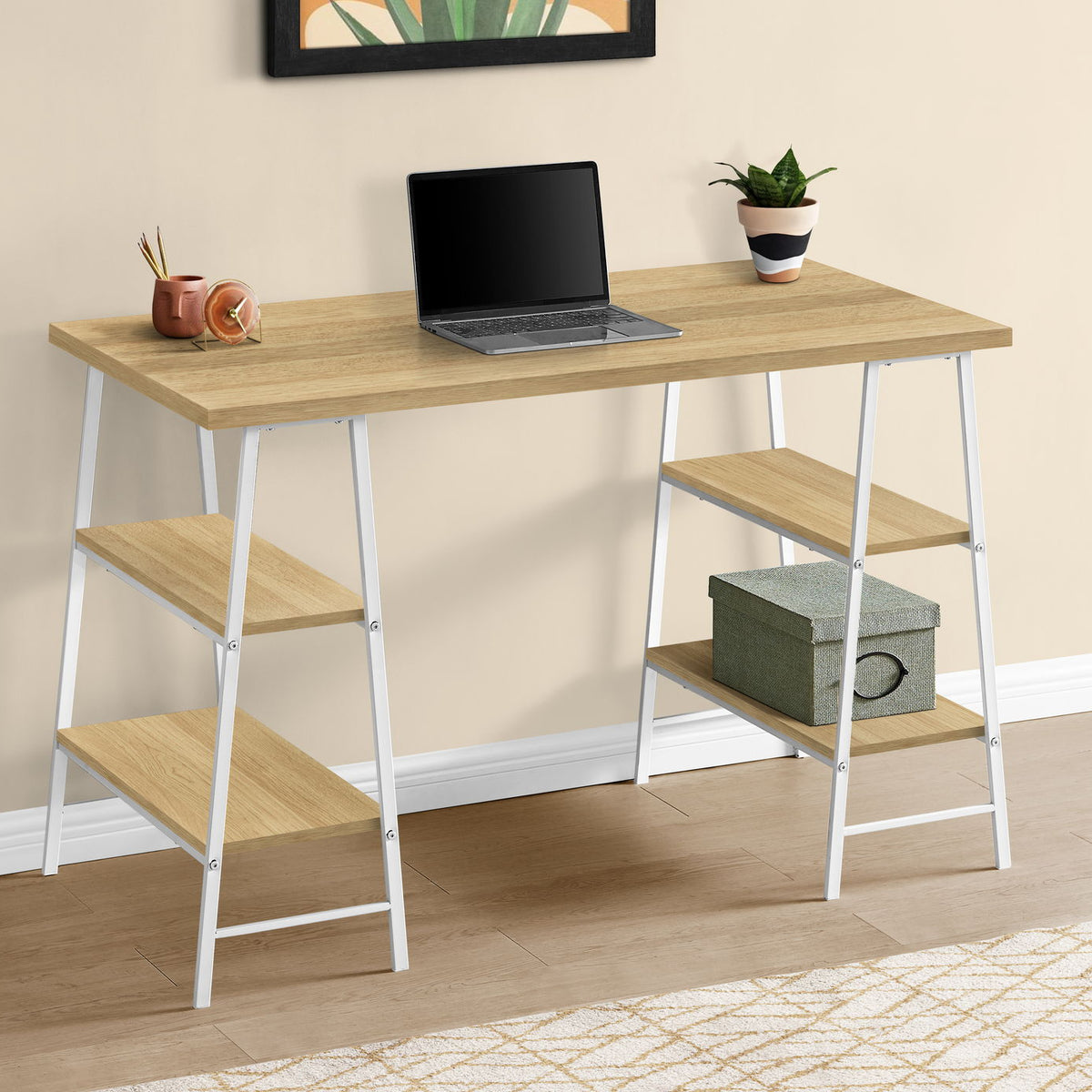 Computer Desk For Home Office, Laptop, Storage Shelves, Contemporary & Modern