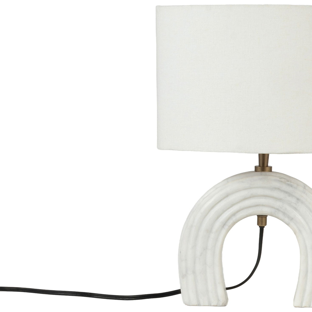 Lithos - Genuine Marble Base And Linen Textured Fabric Shade Table Lamp