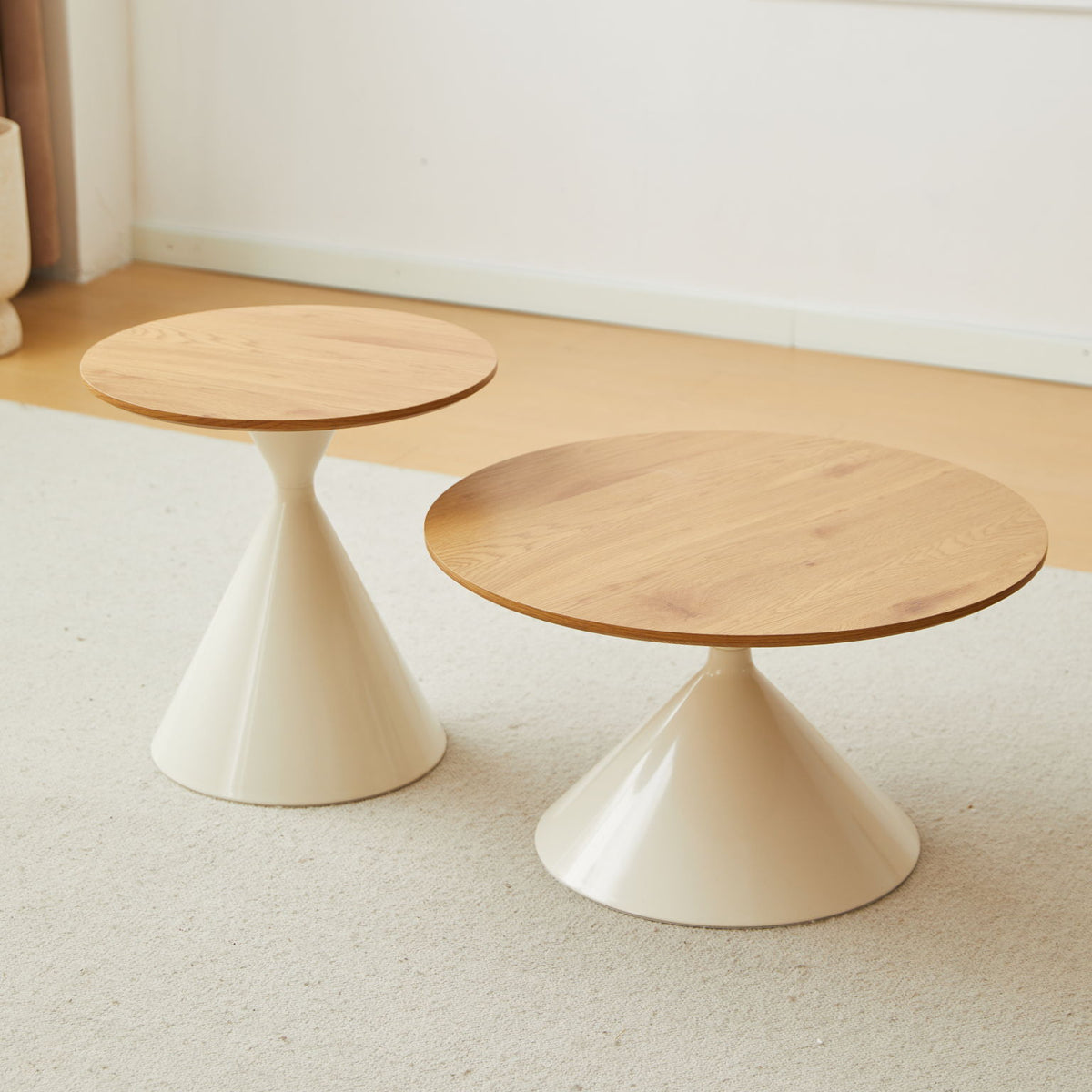 Round Coffee Table - Brown / White