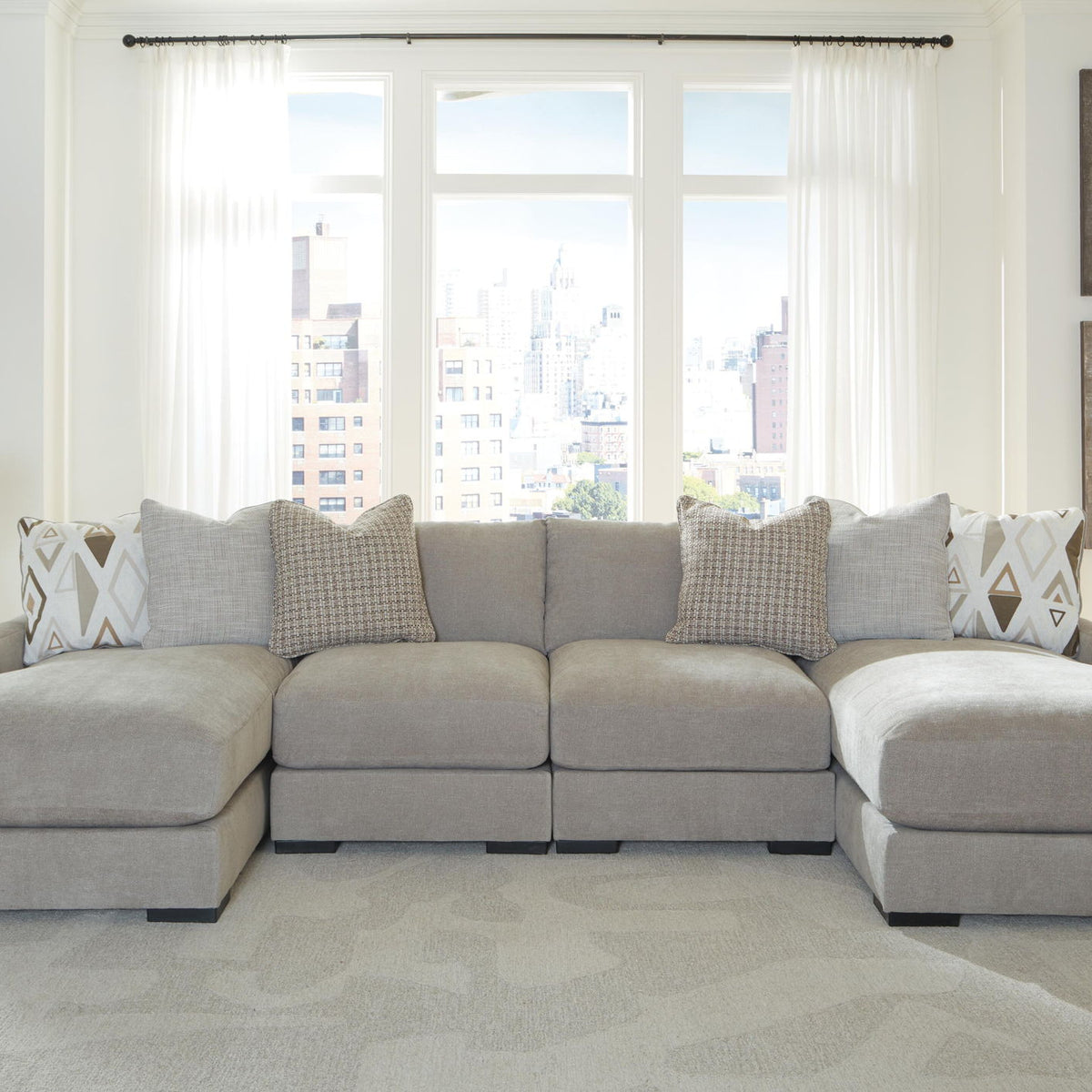 Aslan Court - 4-Piece Sofa Pit Sectional - Pebble