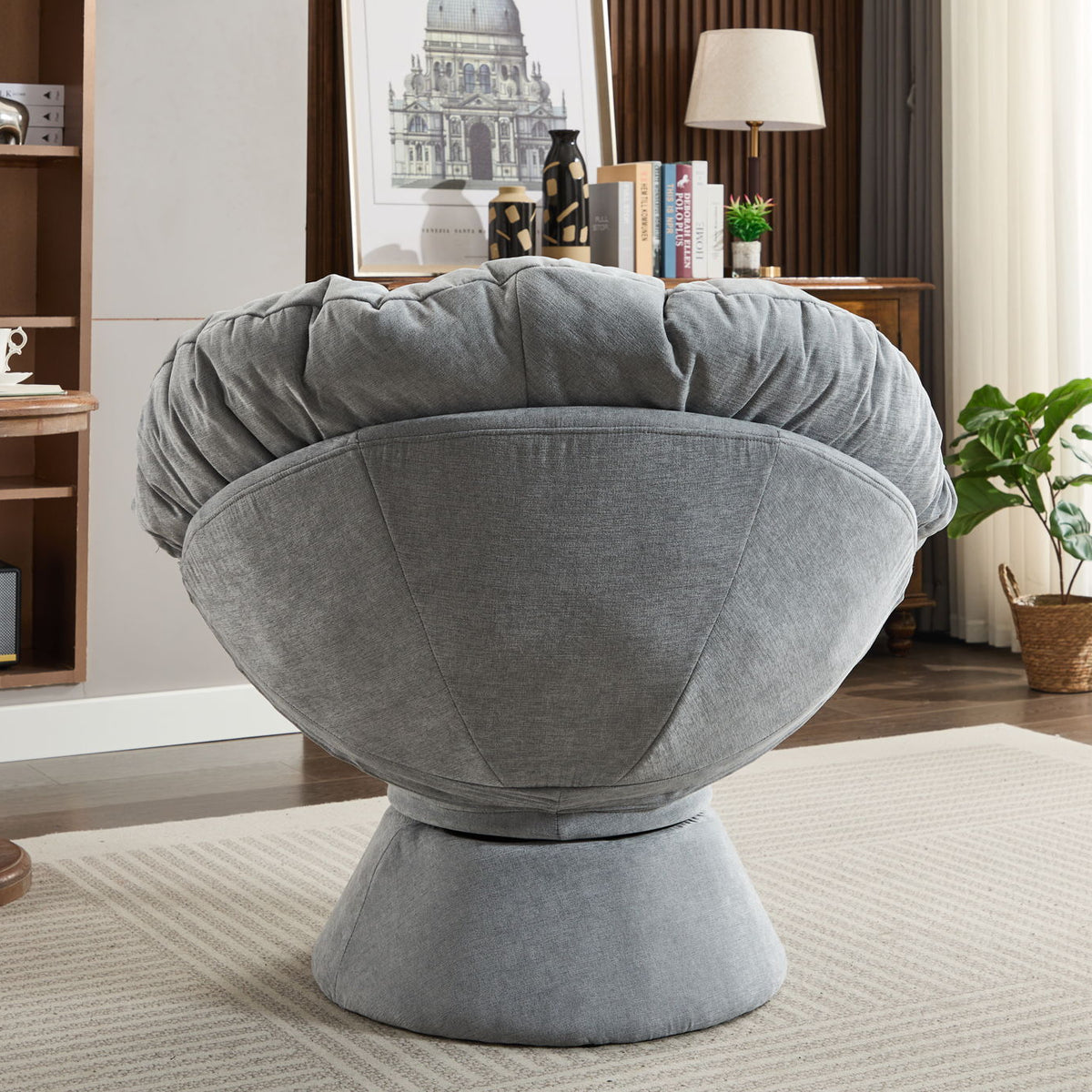 Oversized Swivel Accent Chair, 360 Swivel Barrel Chair, Papasan Chair For Living Room Bedroom