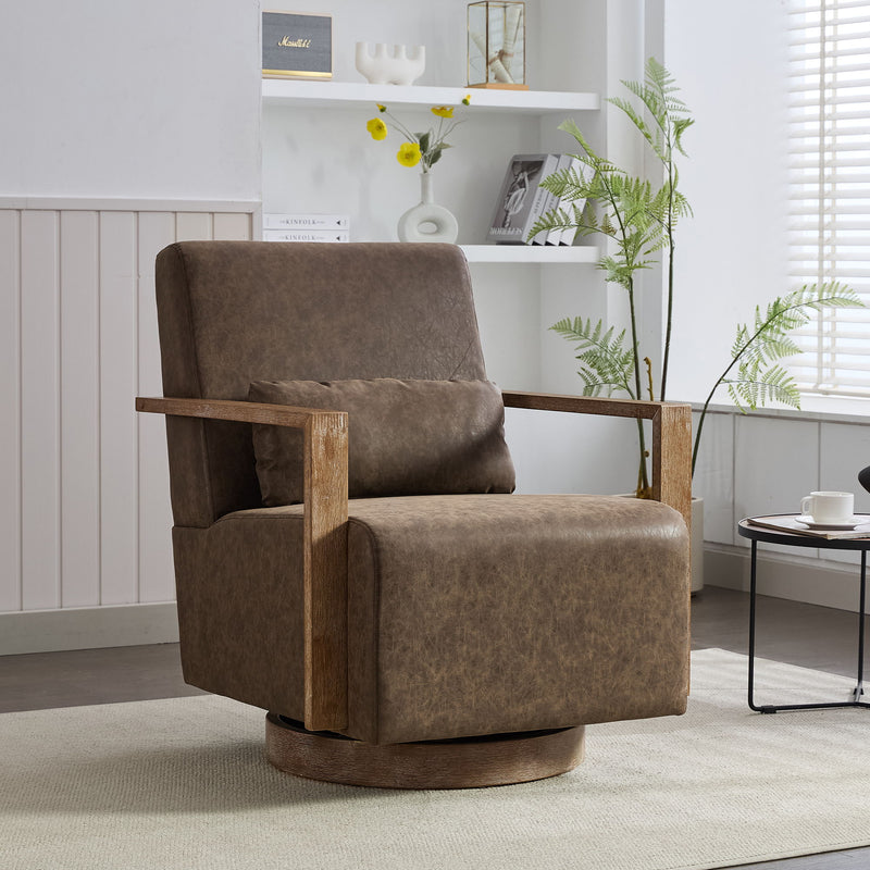 Swivel Modern Upholstered Accent Chair With Armrests