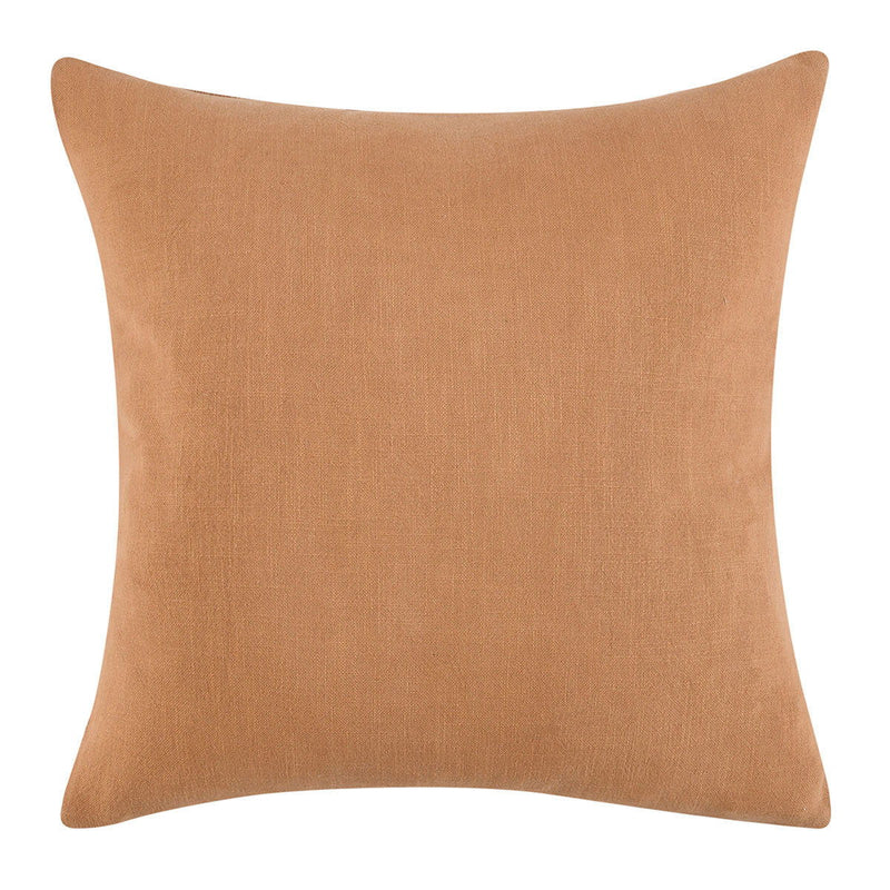 Square woven throw pillow in hazel brown, solid textured fabric