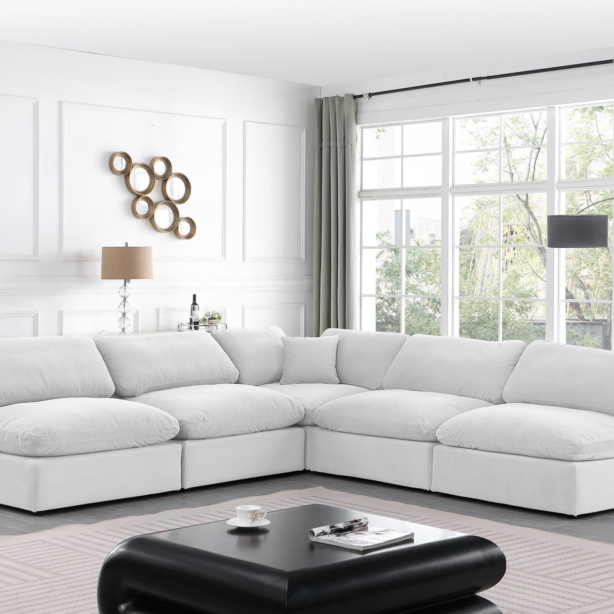 Comfy - 5 Piece Velvet Modular Corner Armless Sectional