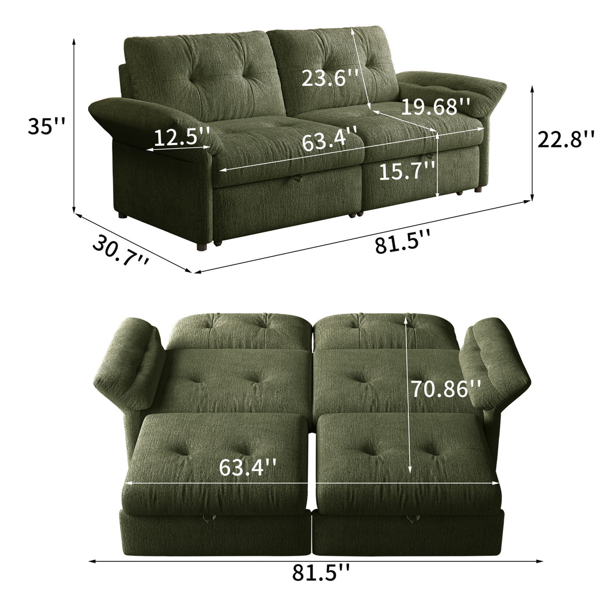 Sofa Bed, 2 In 1 Design For Living Rooms