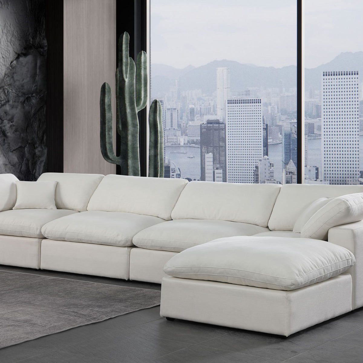 Comfy - 5 Piece Linen Modular Sectional With Chaise