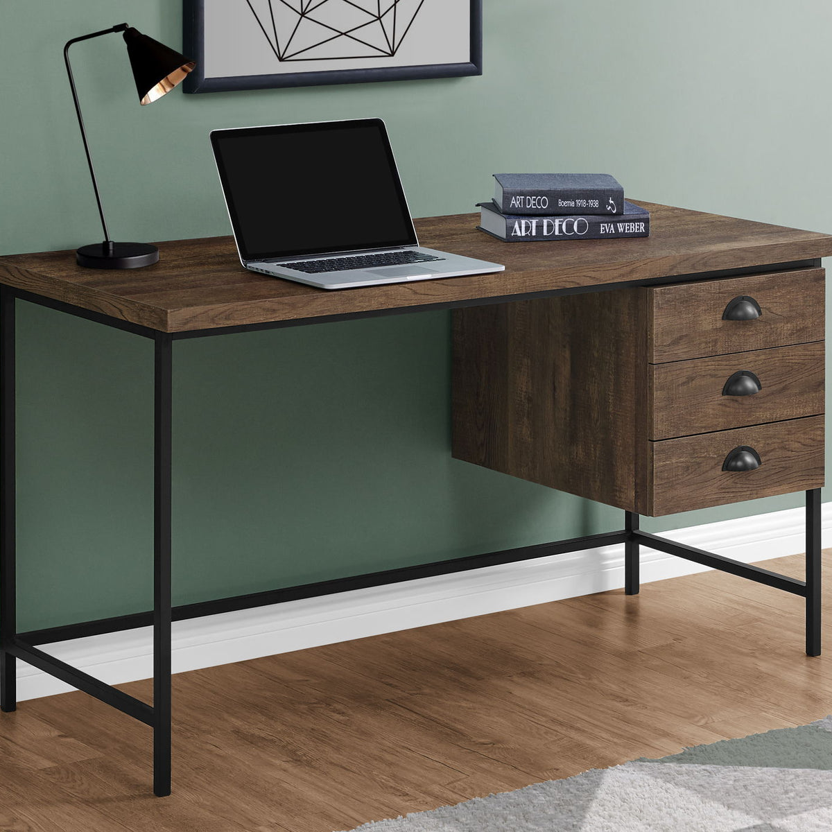 Computer Desk For Home Office, Laptop, 3 Storage Drawers, Contemporary & Moder