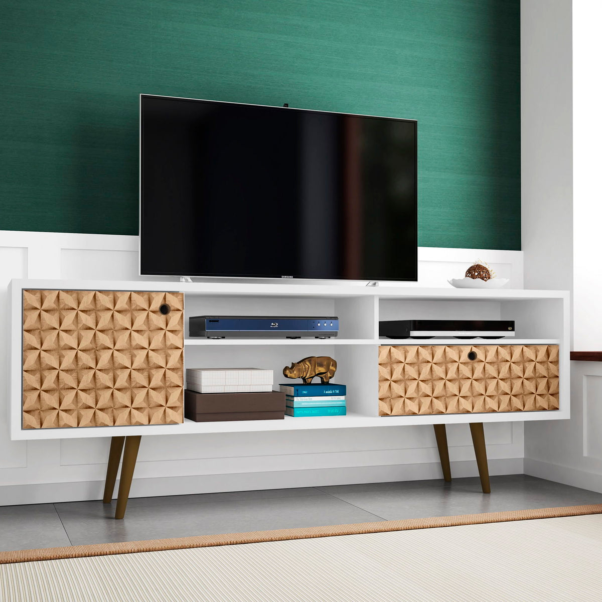 Manhattan Liberty - 71" TV Stand With White Frame