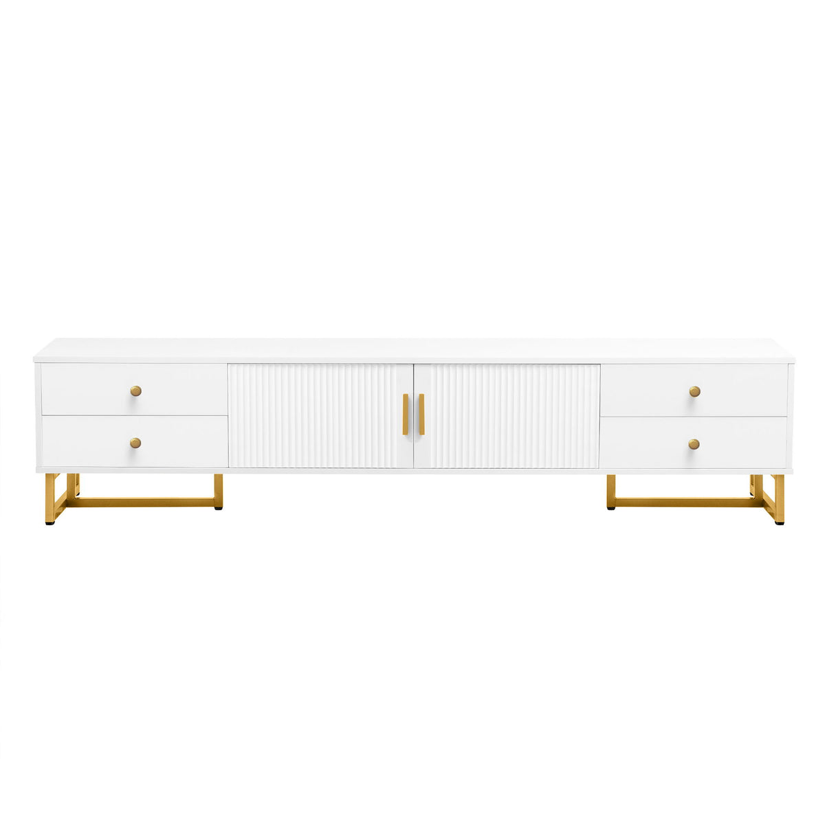 TV Media Console Table, TV Stand With Storage For Living Room - White