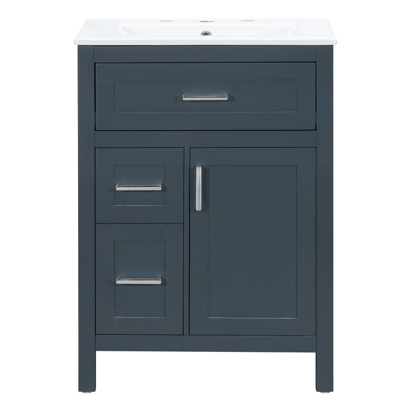 Modern Bathroom Vanity With Sink, Flip Drawer & 2 Drawers, Soft Close Hinges, Adjustable Shelf