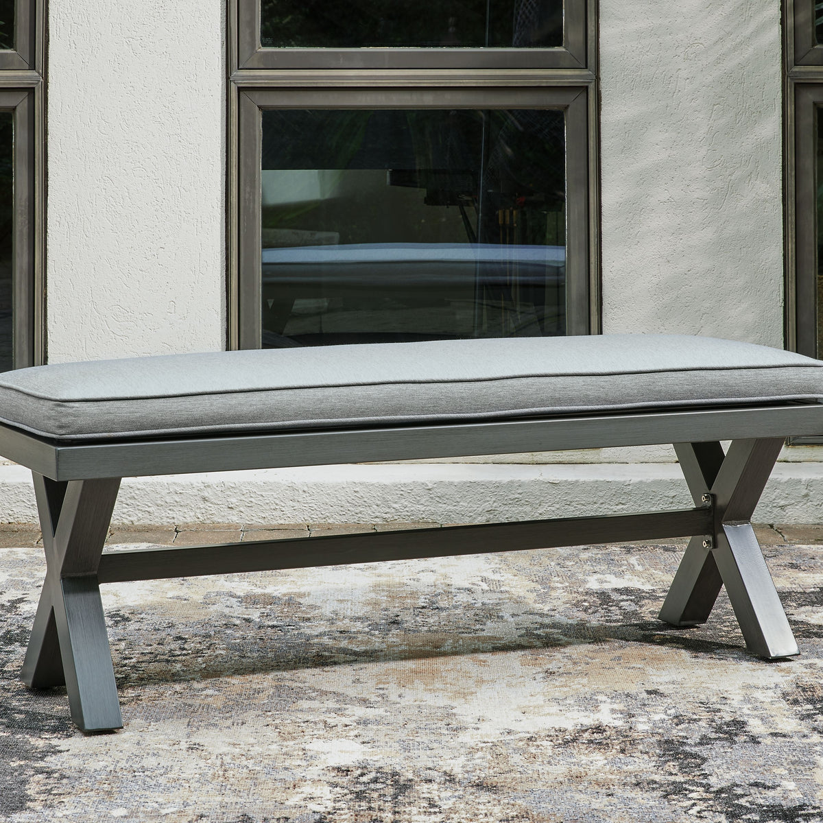 Elite Park - Gray - Bench With Cushion