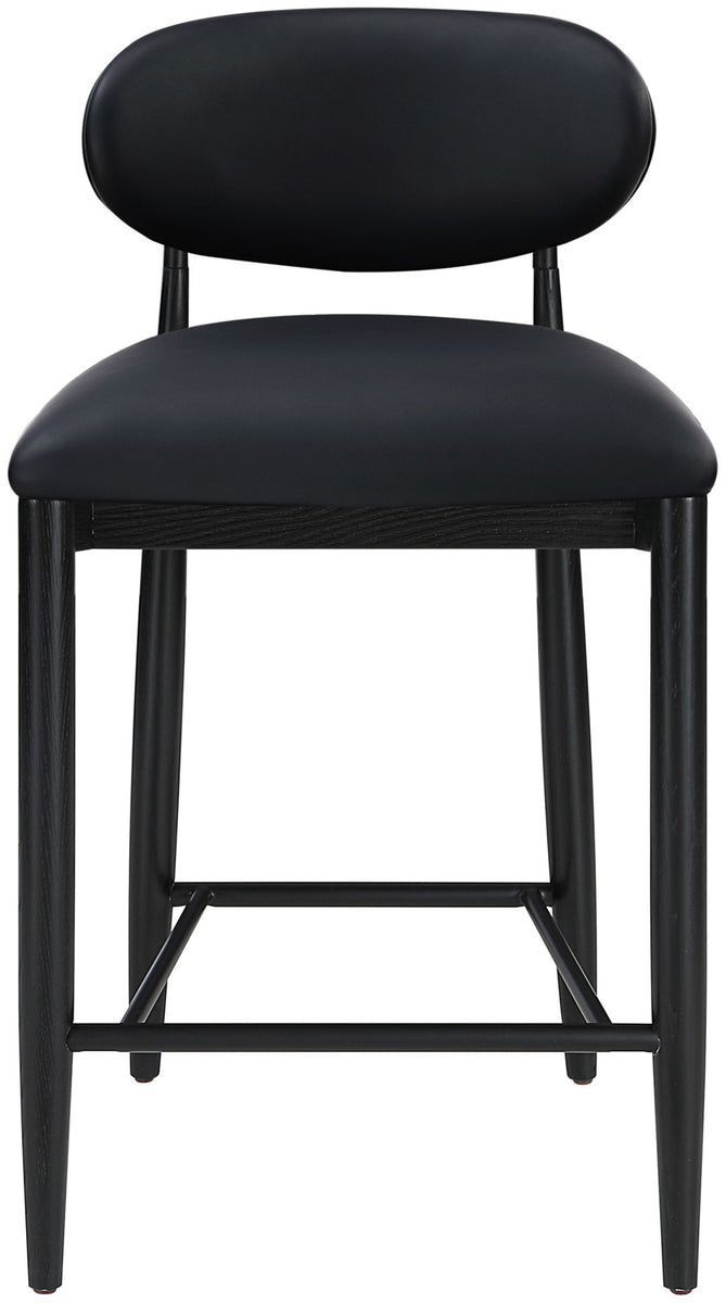 Riccio - Faux Leather Stool - Black Frame