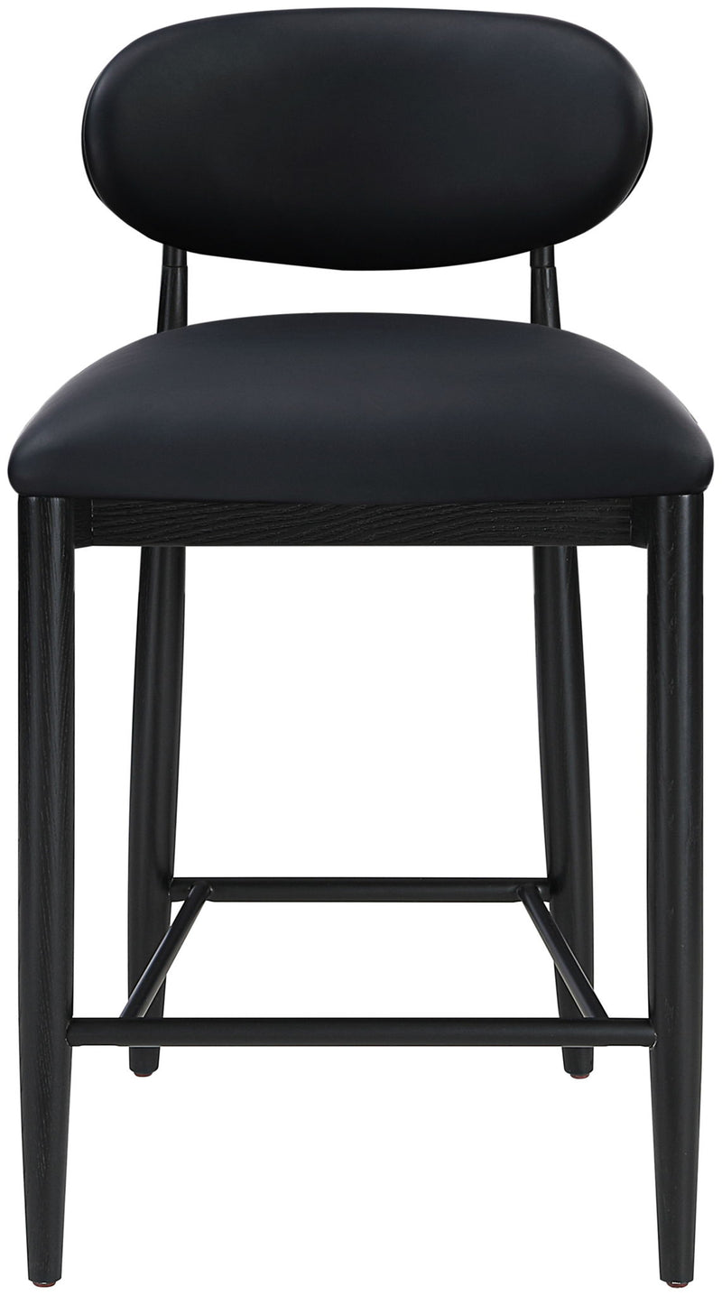 Riccio - Faux Leather Stool - Black Frame