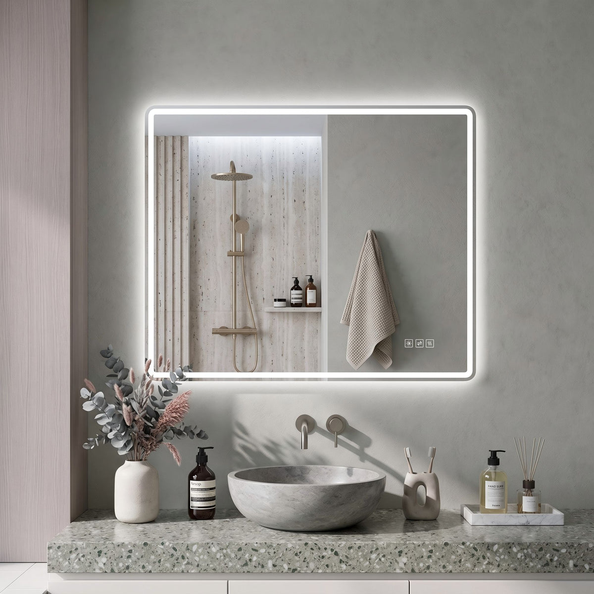 24" X 32" Rectangular Front Lighted And Backlit LED Bathroom Mirror With Anti Fog - Clear