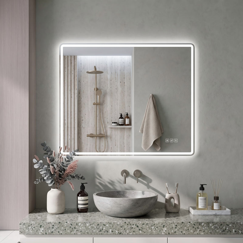 24" X 32" Rectangular Front Lighted And Backlit LED Bathroom Mirror With Anti Fog - Clear