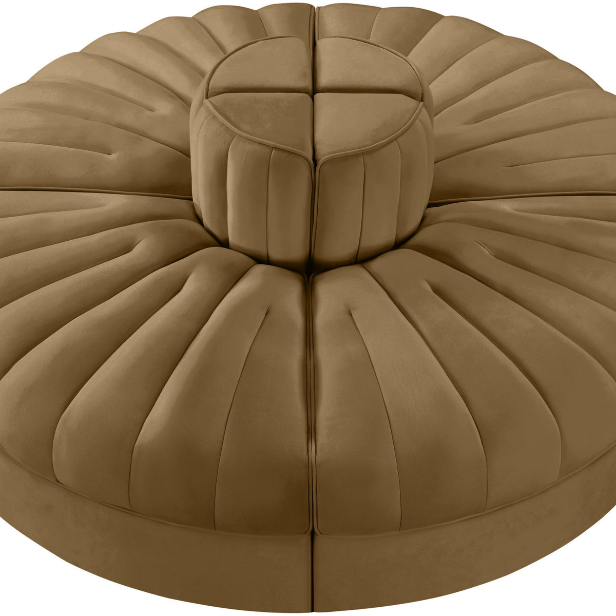 Rummi - Round Velvet Performance Fabric Upholstered 4 Piece Modular Sofa