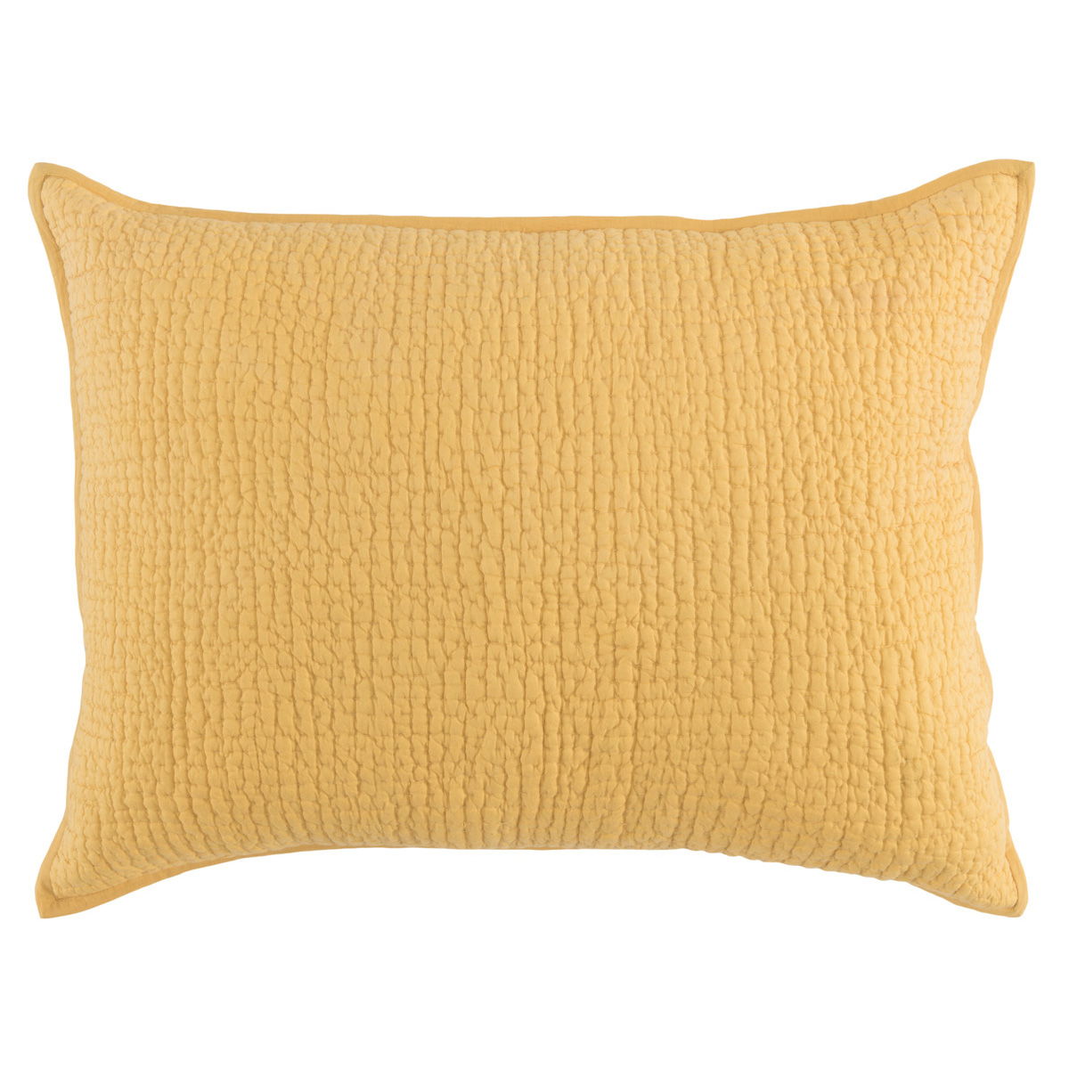 Sunflower yellow square decorative sham with textured crinkle weave