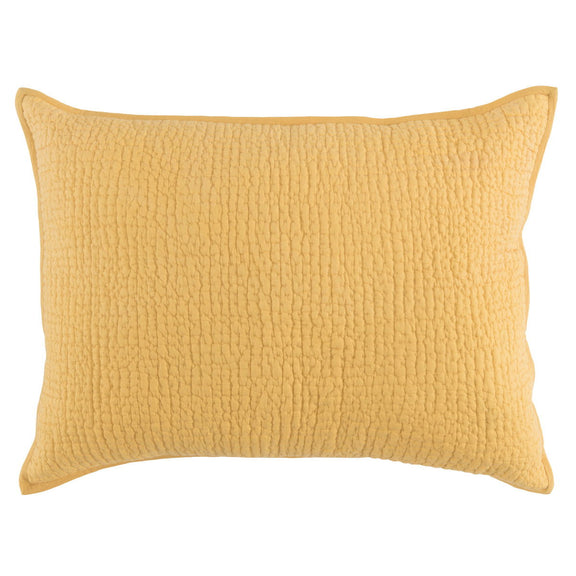 Sunflower yellow square decorative sham with textured crinkle weave