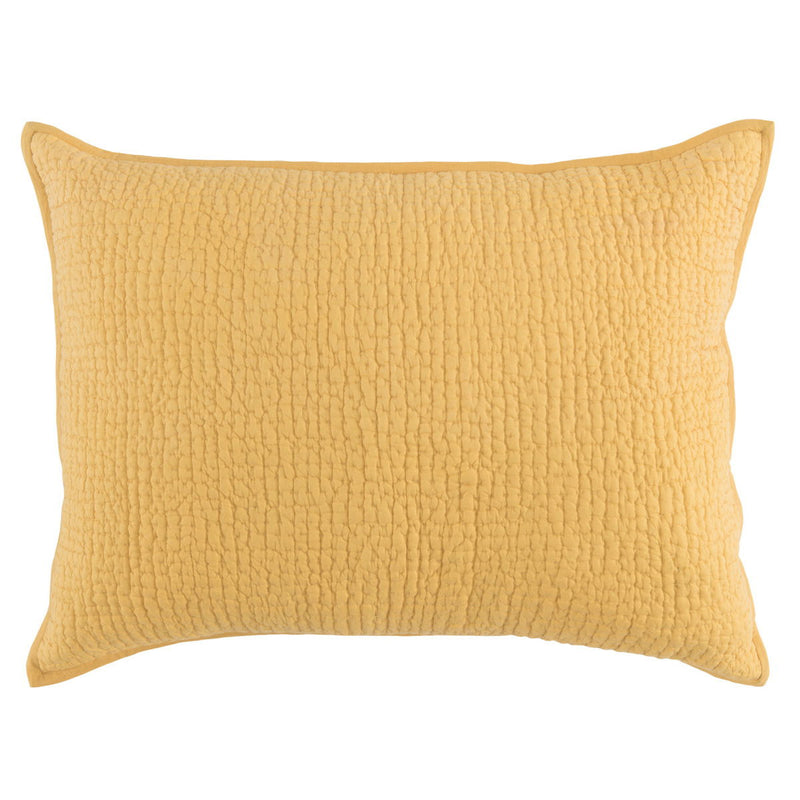 Sunflower yellow square decorative sham with textured crinkle weave